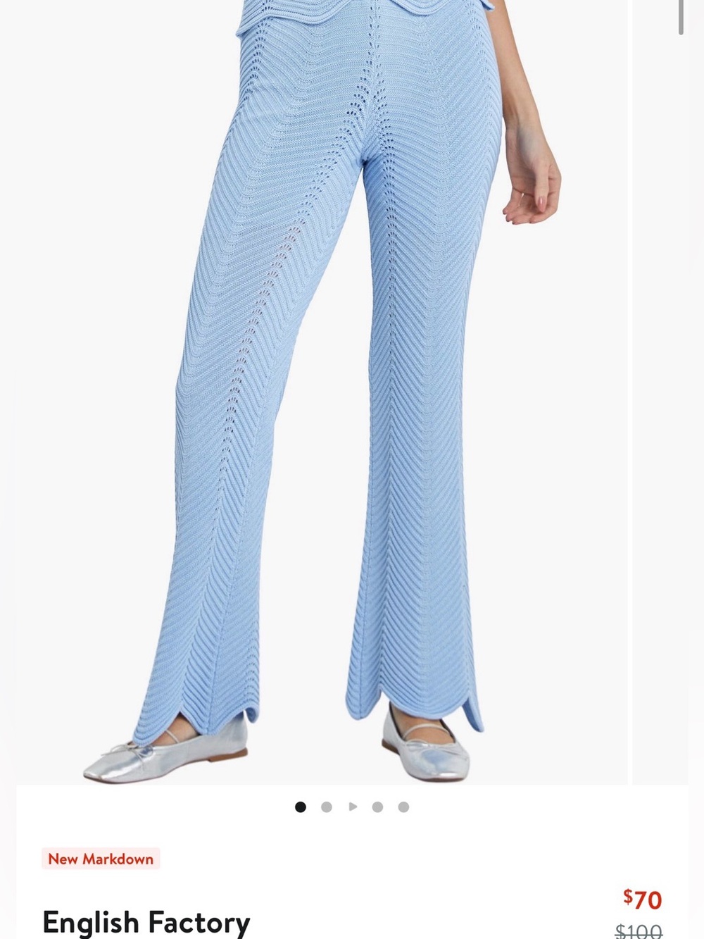 English Factory Powder Blue Knit Wide-Leg Pants